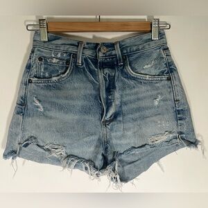 AGOLDE Jaden cut-off jean shorts sz 24 distressed button fly festival denim